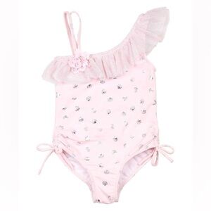NWT Kate Mack Toddler Light Pink Crown Swimsuit, 4T